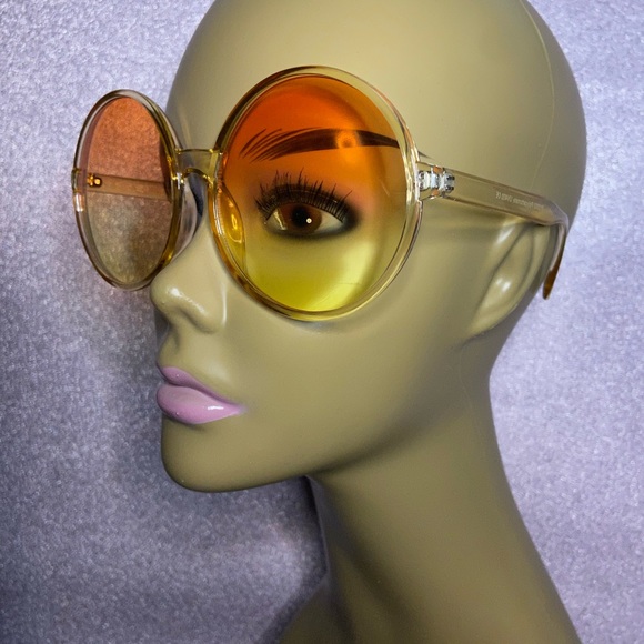 Yellow Oversized Retro Round Sunglasses - Picture 2 of 6